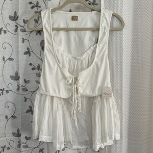 NWT Free People So Far So Good Top Cream Sleeveless Blouse